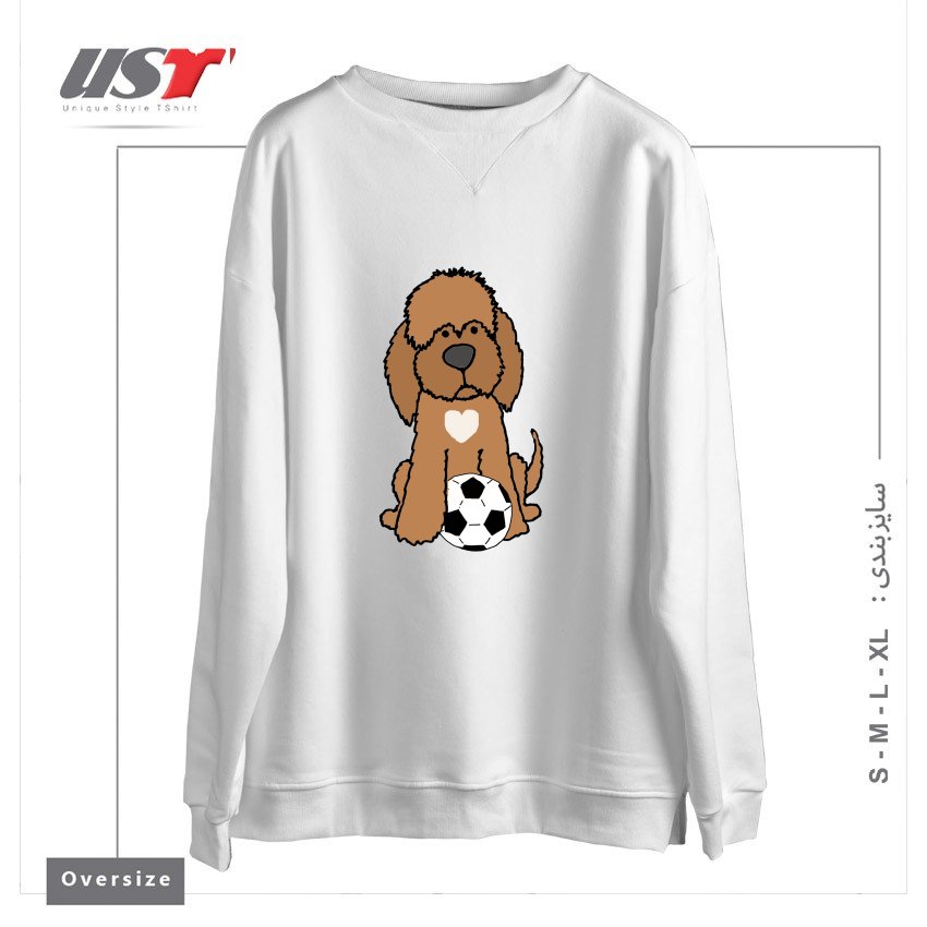 سوییشرت اورسایز طرح FUNNY CHOCOLATE LABRADOODLE DOG PLAYING SOCCER