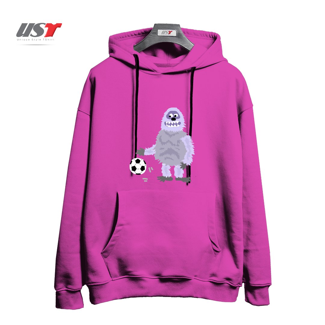 هودی اورسایز طرح FUNNY ABOMINABLE SNOWMAN PLAYING SOCCER