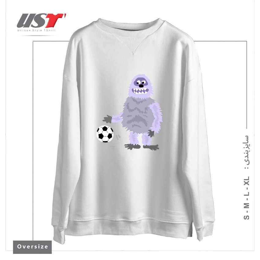 سوییشرت اورسایز طرح FUNNY ABOMINABLE SNOWMAN PLAYING SOCCER