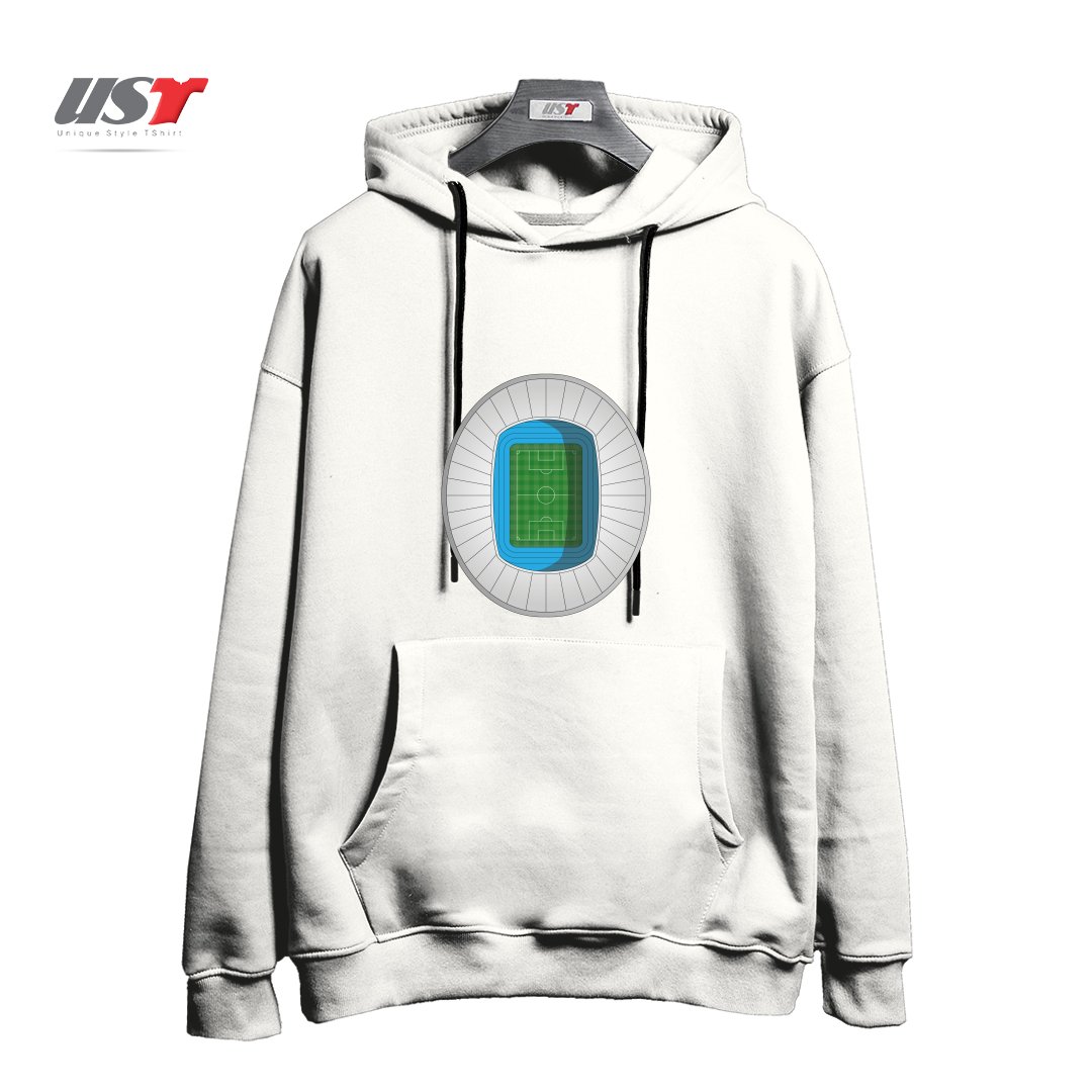 طرح FOOTBALL STADIUM هودی اورسایزرنگ سفید