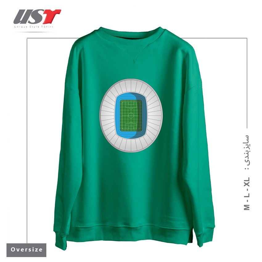 طرح FOOTBALL STADIUM سوییشرت اورسایزرنگ سبز سدری