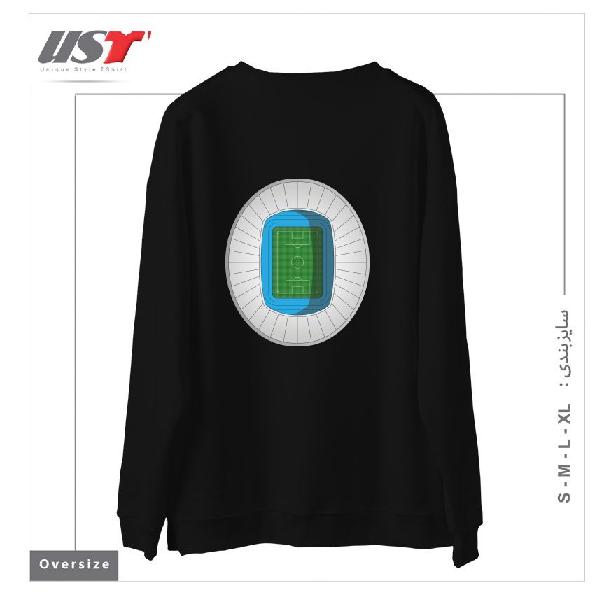 طرح FOOTBALL STADIUM سوییشرت اورسایزرنگ مشکی