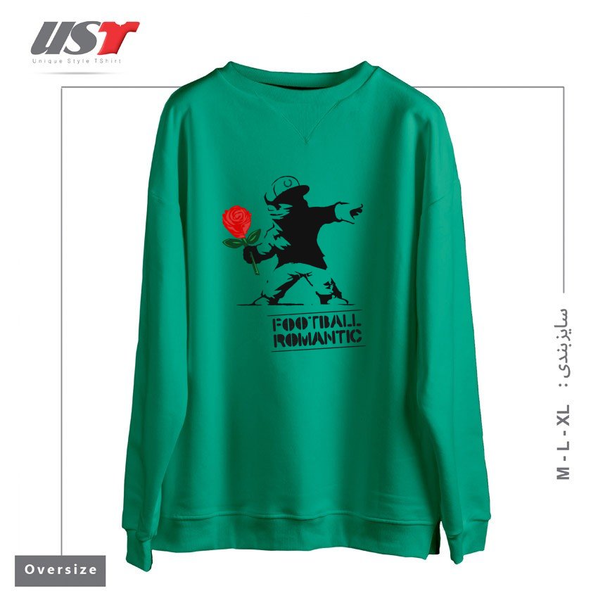 طرح FOOTBALL ROMANTIC سوییشرت اورسایزرنگ سبز سدری