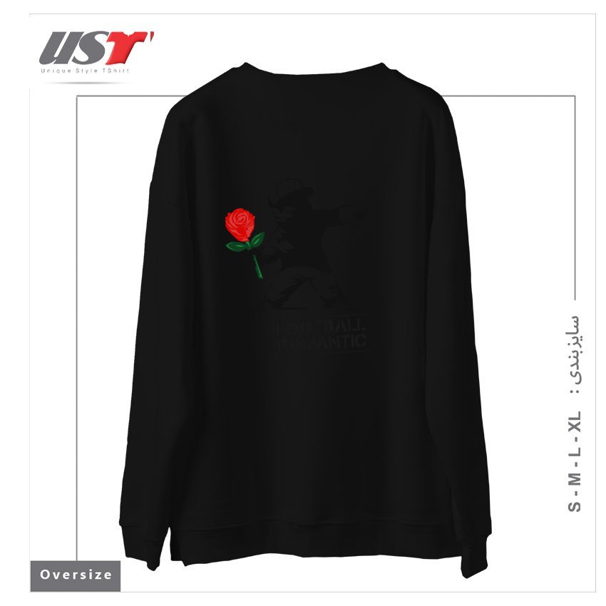 طرح FOOTBALL ROMANTIC سوییشرت اورسایزرنگ مشکی