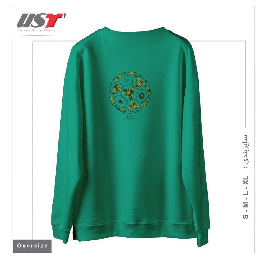 طرح FOOTBALL LOVERS سوییشرت اورسایزرنگ سبز سدری