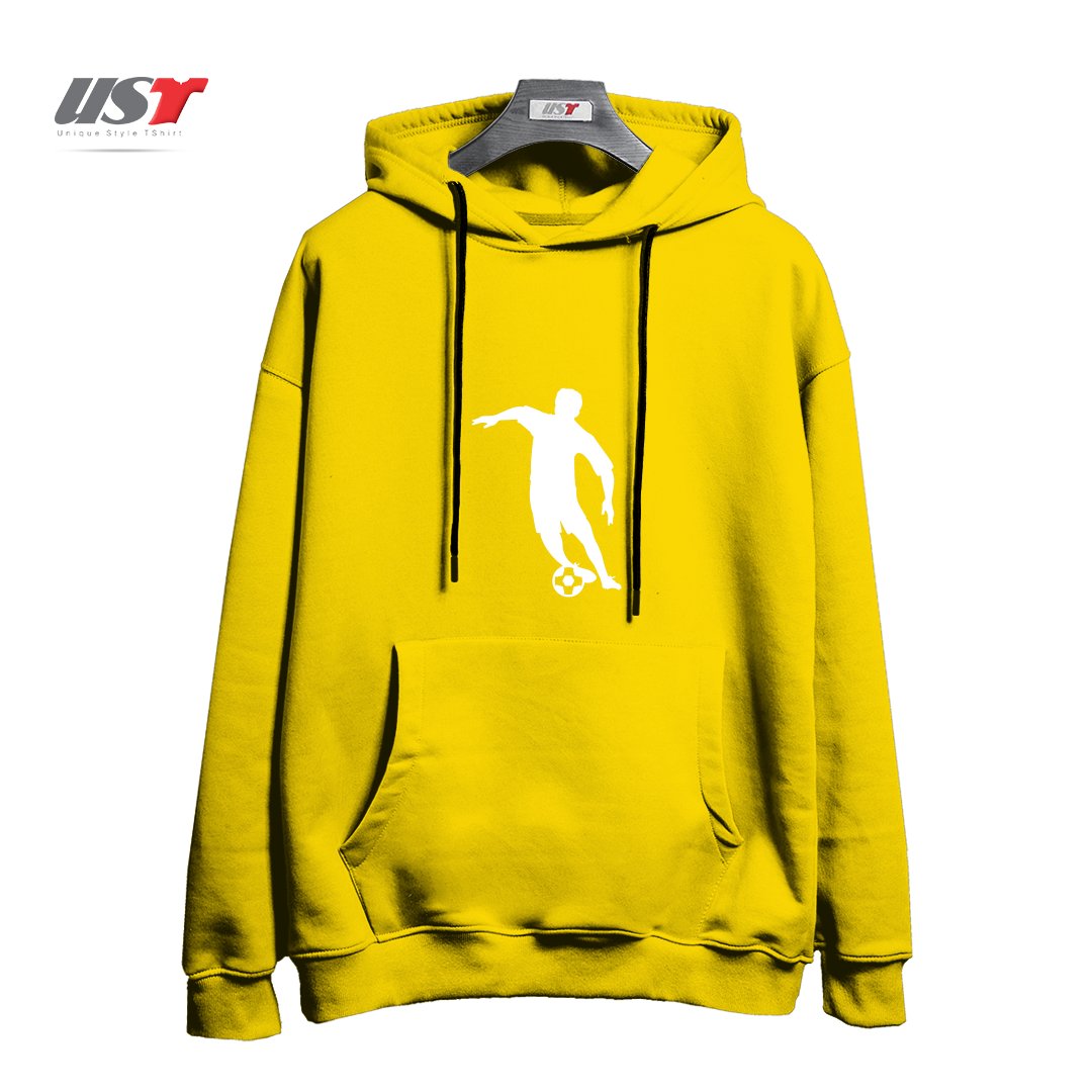 طرح FOOTBALL FAN PLAYER هودی اورسایزرنگ زرد