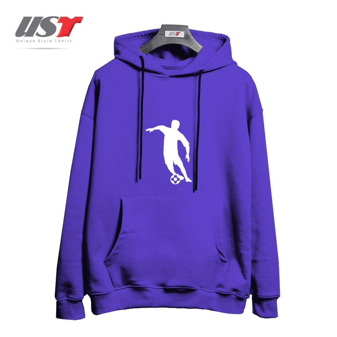 طرح FOOTBALL FAN PLAYER هودی اورسایزرنگ بنفش