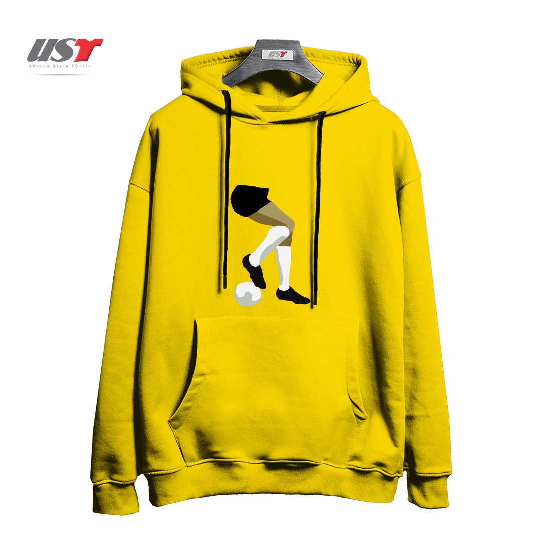 طرح FOOTBALL DRAG BACK هودی اورسایزرنگ زرد