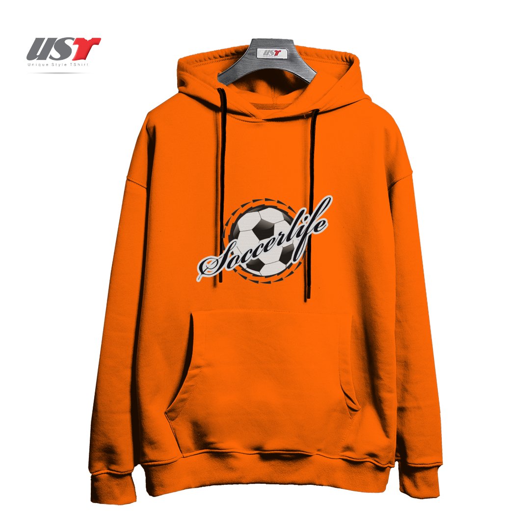 طرح FOOTBALL DESIGN هودی اورسایزرنگ نارنجی