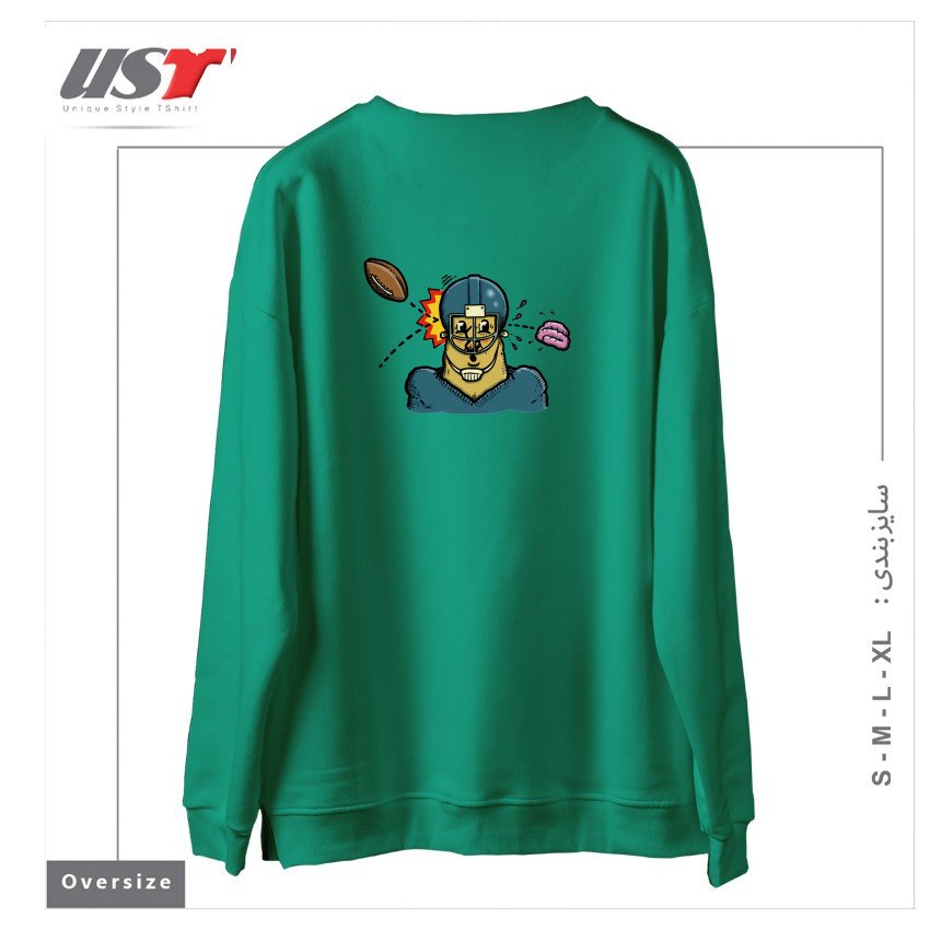 طرح CONCUSSION PROTOCOL سوییشرت اورسایزرنگ سبز سدری