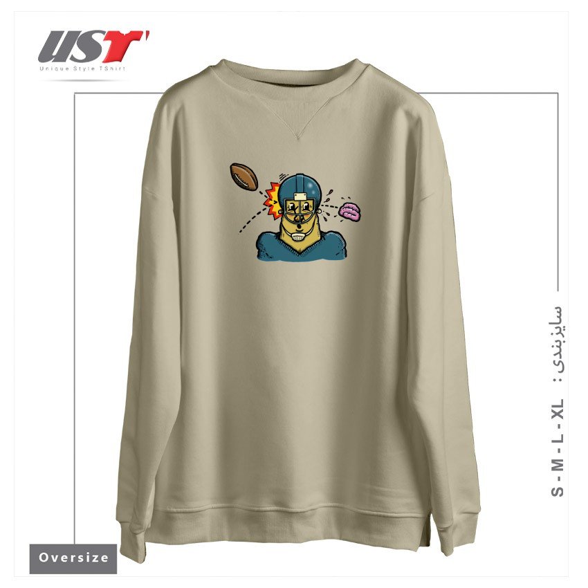 طرح CONCUSSION PROTOCOL سوییشرت اورسایزرنگ نخودی