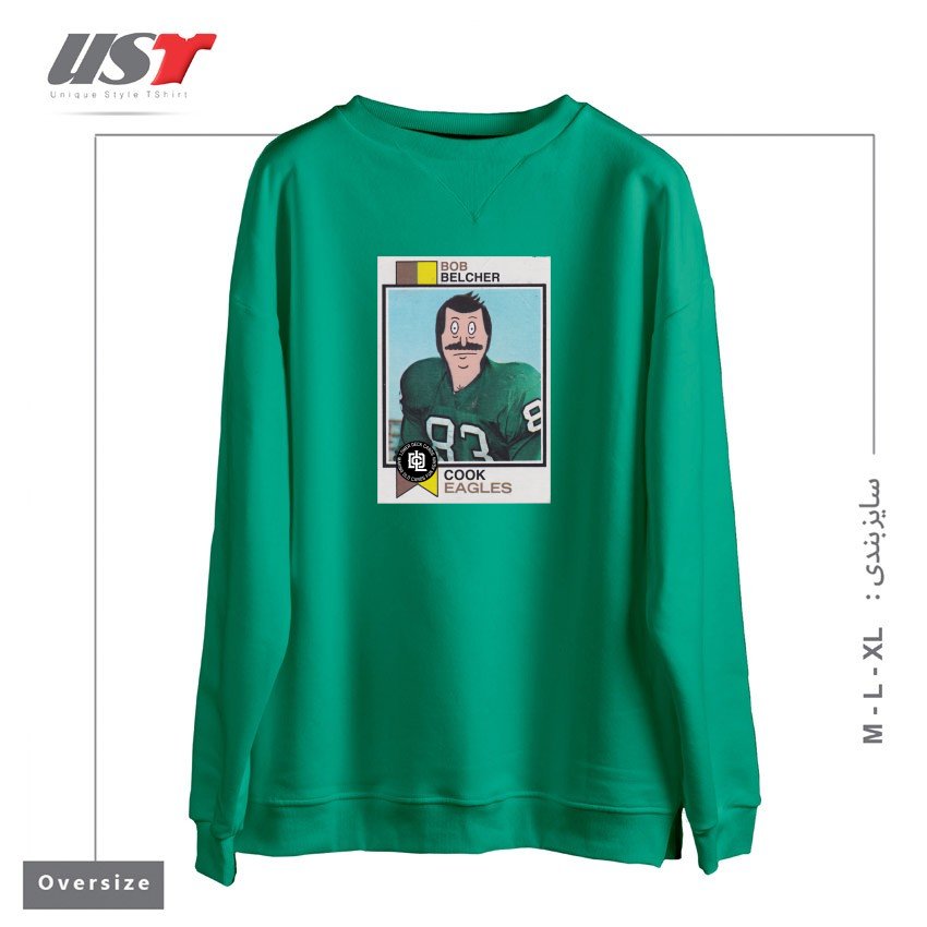 طرح BOB BELCHER سوییشرت اورسایزرنگ سبز سدری