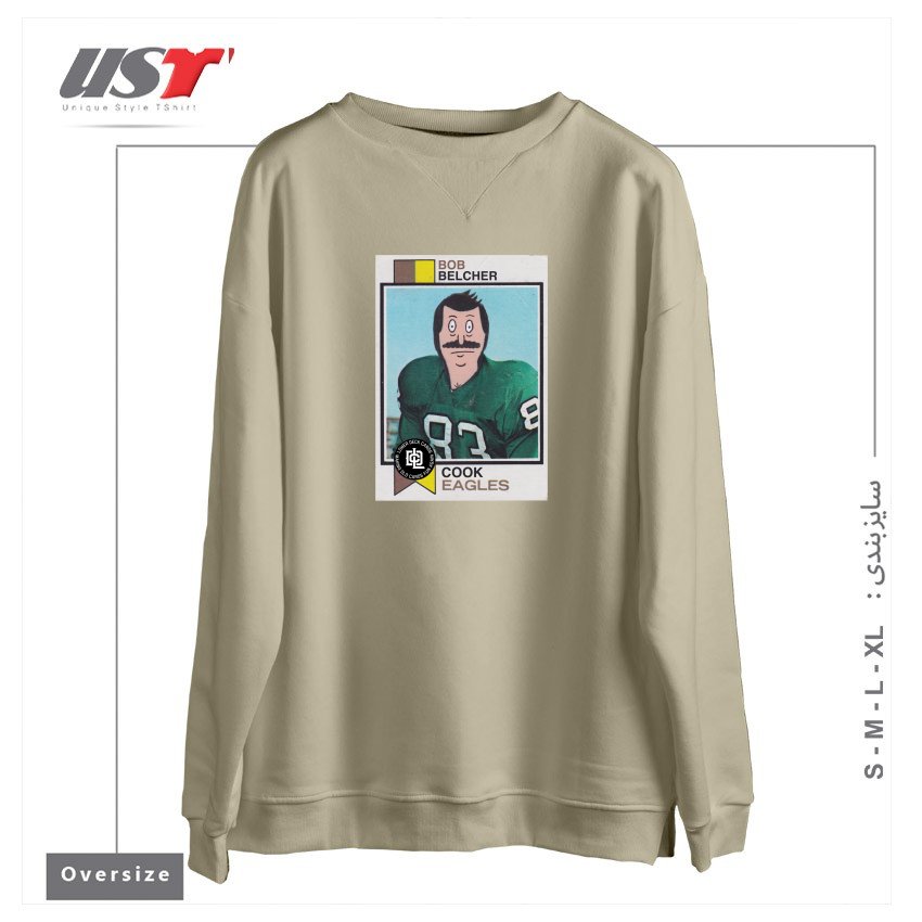 طرح BOB BELCHER سوییشرت اورسایزرنگ نخودی