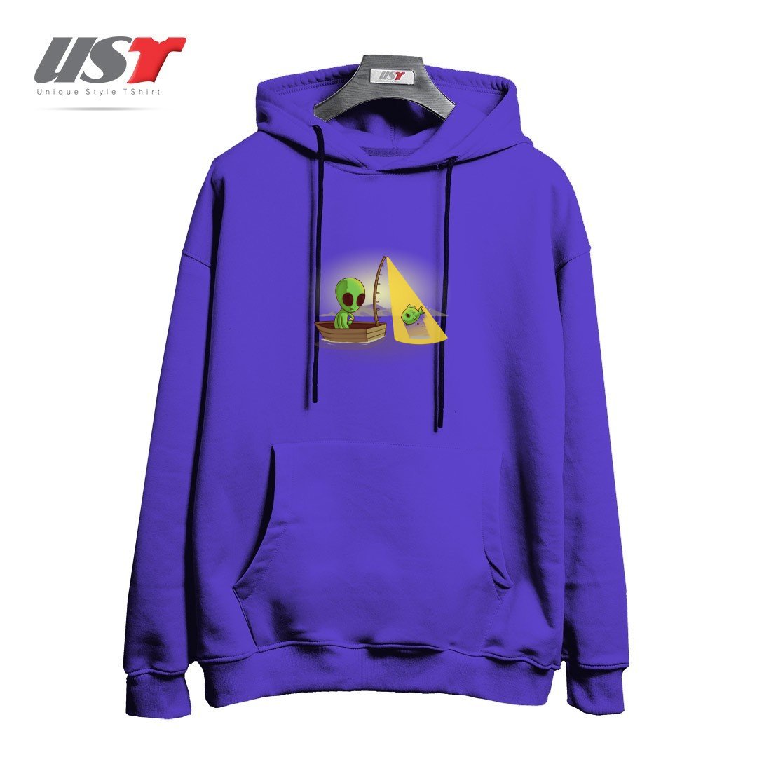 طرح ALIEN FISHING هودی اورسایزرنگ بنفش