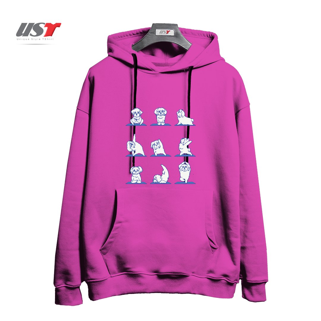 هودی اورسایز طرح MALTESE YOGA