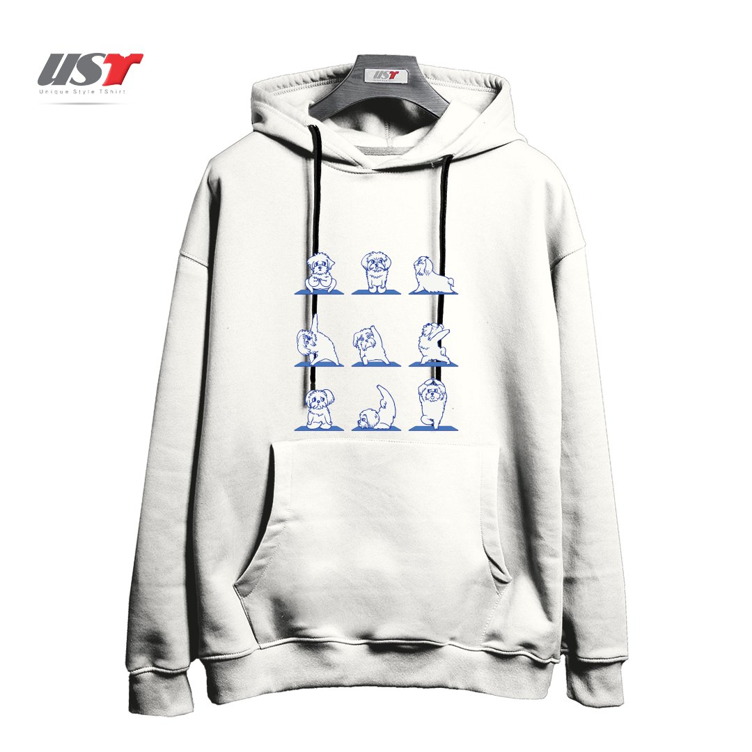 طرح MALTESE YOGA هودی اورسایزرنگ سفید