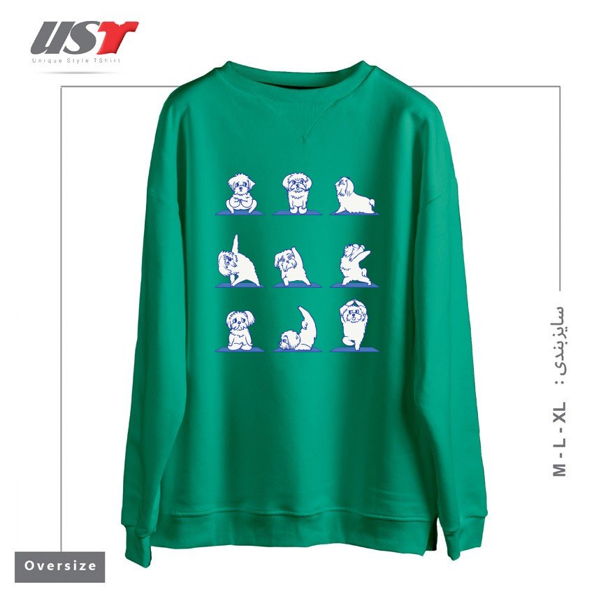 سوییشرت اورسایز طرح MALTESE YOGA