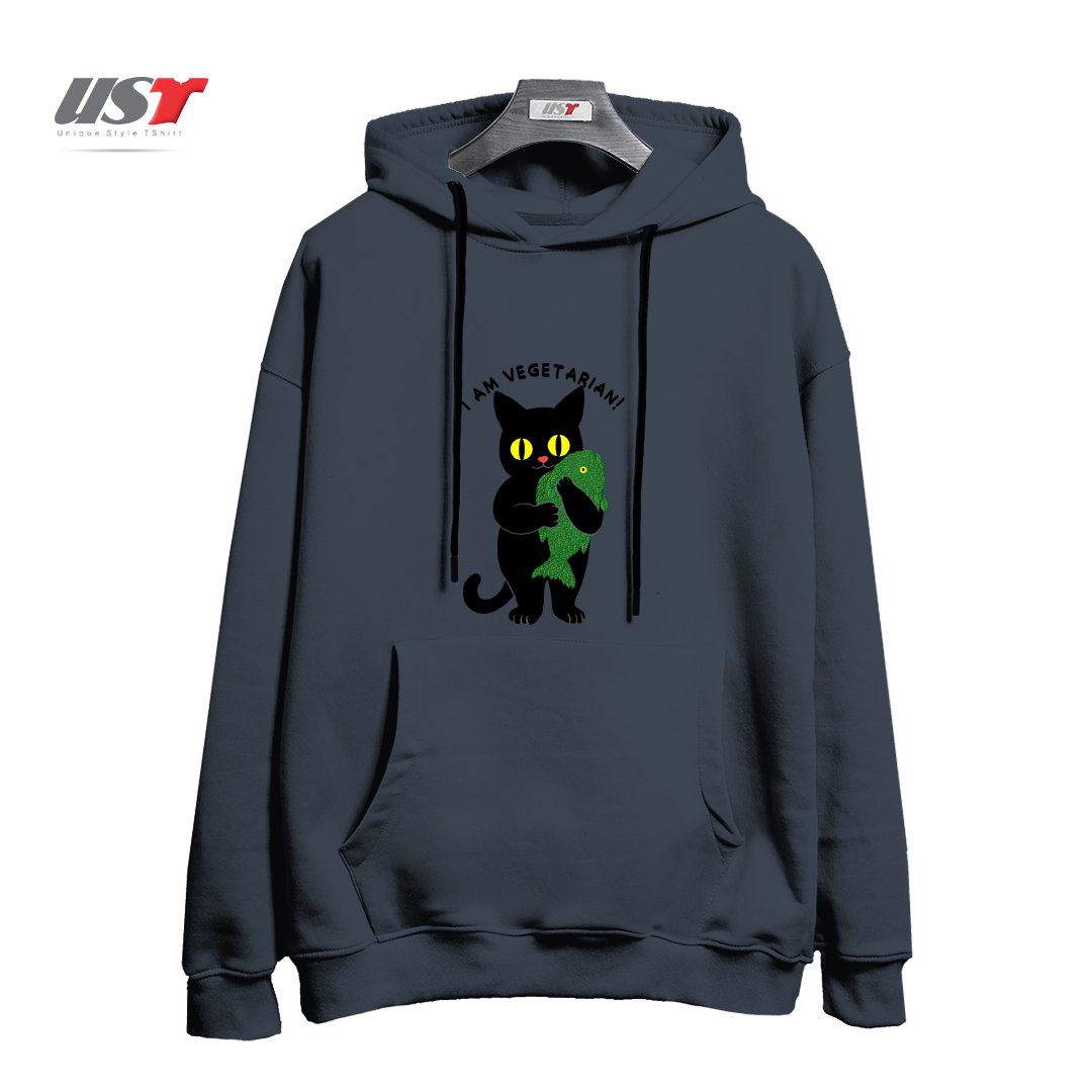 طرح VEGETARIAN هودی اورسایزرنگ دودی