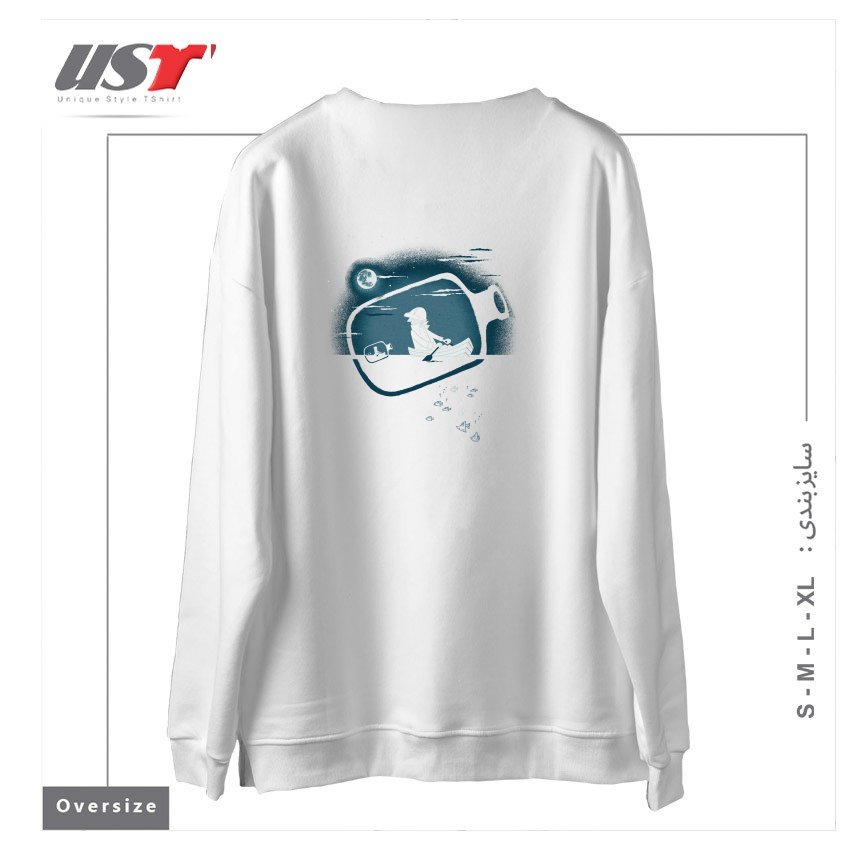 طرح FISHERMAN'S FIND سوییشرت اورسایزرنگ سفید