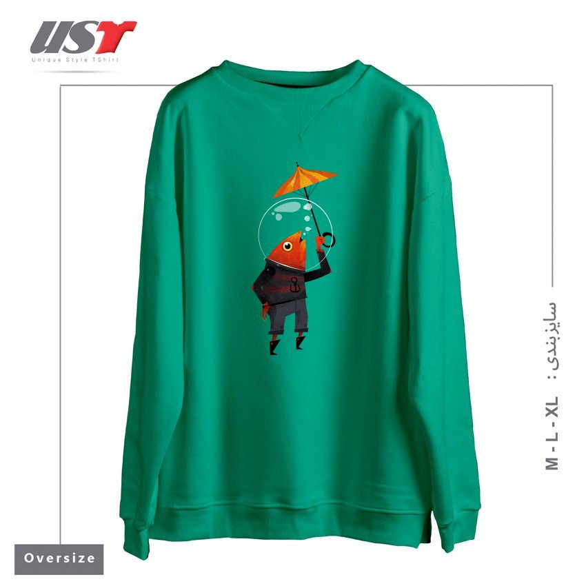 طرح GLOU-GLOU سوییشرت اورسایزرنگ سبز سدری