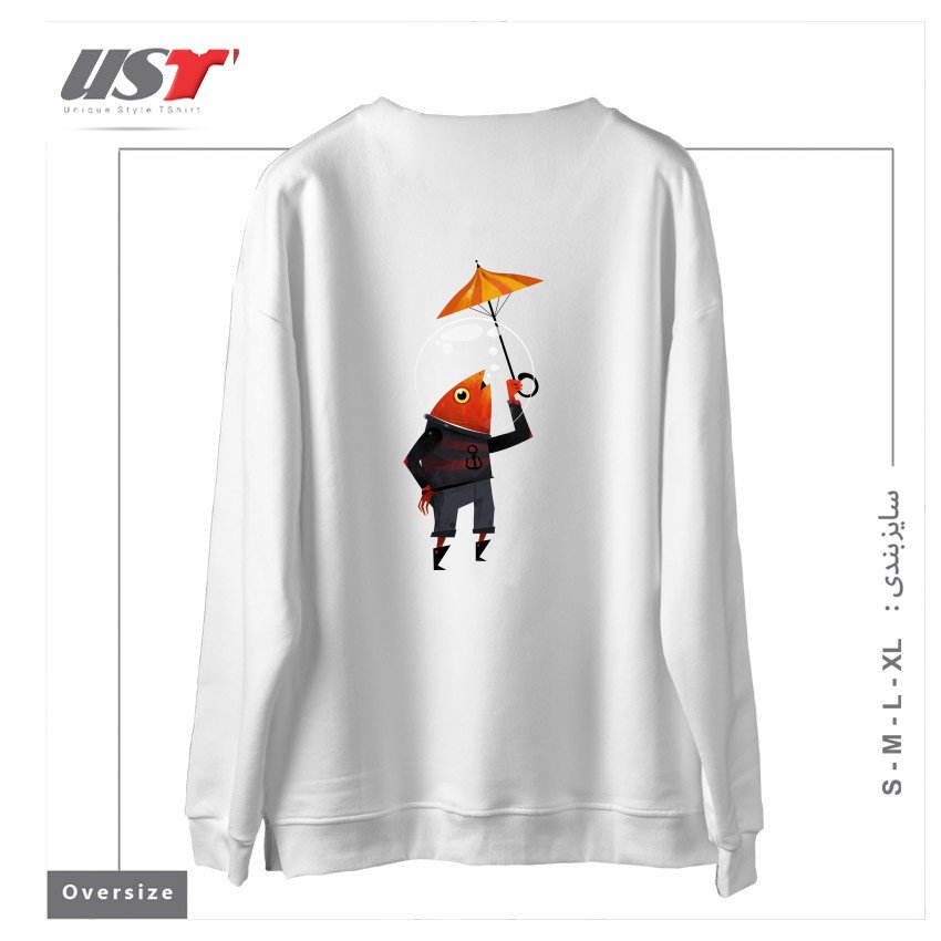 طرح GLOU-GLOU سوییشرت اورسایزرنگ سفید