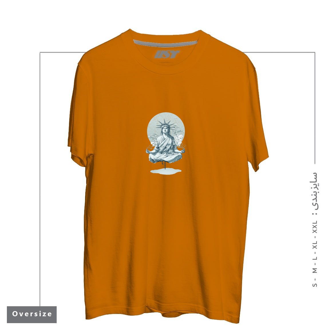 طرح MEDITATING STATUE تیشرت اورسایزرنگ پرتغالی