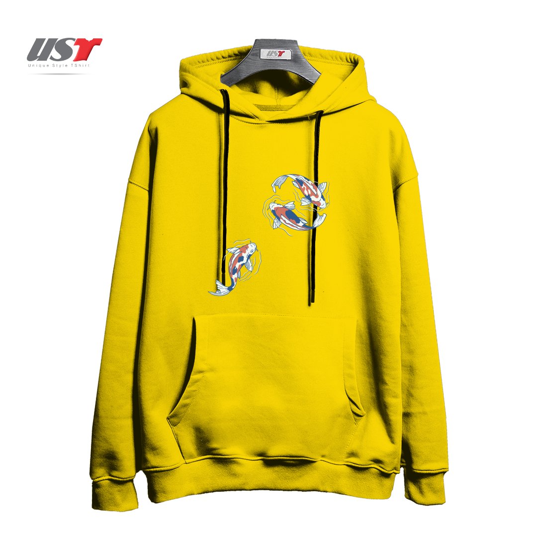 طرح KOI LAKE TRADITIONAL JAPANESE BY TOBE FONSECA هودی اورسایزرنگ زرد