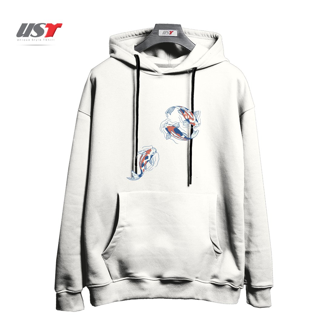 طرح KOI LAKE TRADITIONAL JAPANESE BY TOBE FONSECA هودی اورسایزرنگ سفید