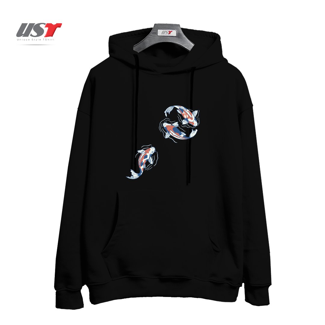 طرح KOI LAKE TRADITIONAL JAPANESE BY TOBE FONSECA هودی اورسایزرنگ مشکی