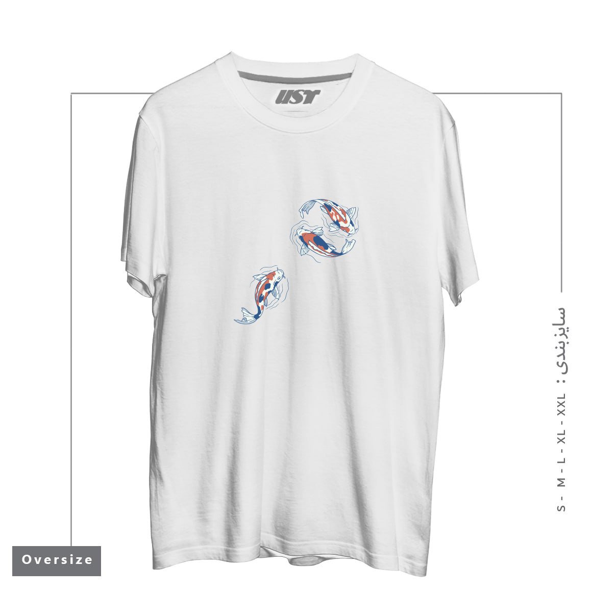 طرح KOI LAKE TRADITIONAL JAPANESE BY TOBE FONSECA تیشرت اورسایزرنگ سفید