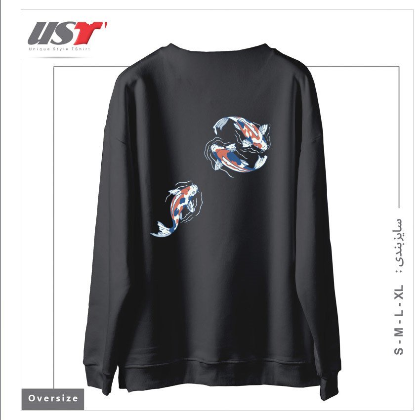 طرح KOI LAKE TRADITIONAL JAPANESE BY TOBE FONSECA سوییشرت اورسایزرنگ دودی