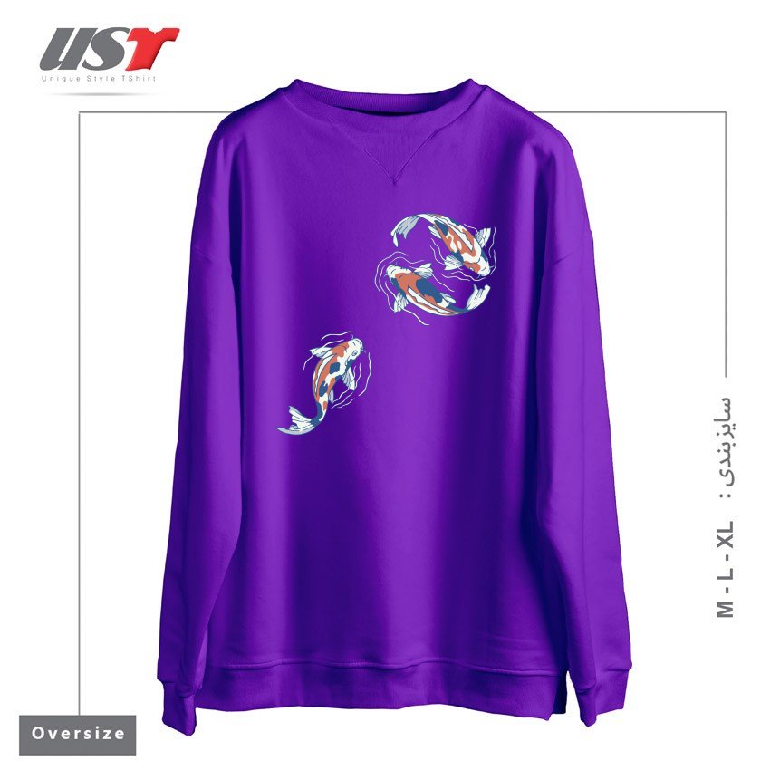 طرح KOI LAKE TRADITIONAL JAPANESE BY TOBE FONSECA سوییشرت اورسایزرنگ بنفش