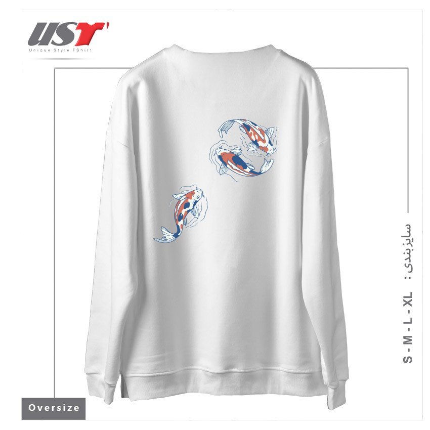 طرح KOI LAKE TRADITIONAL JAPANESE BY TOBE FONSECA سوییشرت اورسایزرنگ سفید