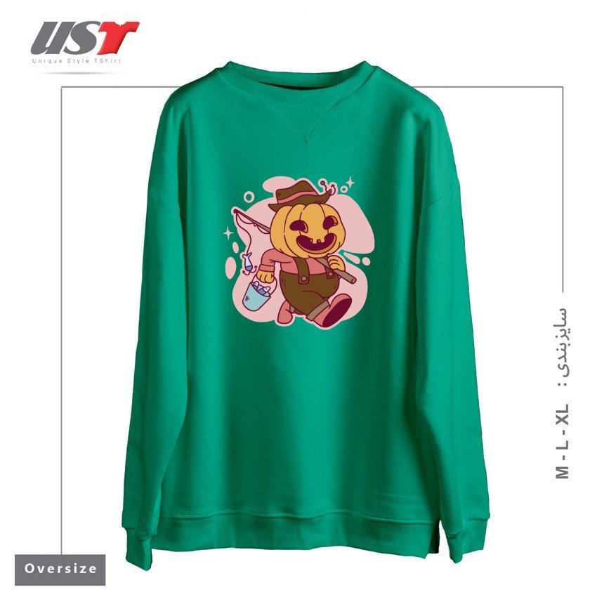 طرح PUMPKIN AS FISHERMAN سوییشرت اورسایزرنگ سبز سدری