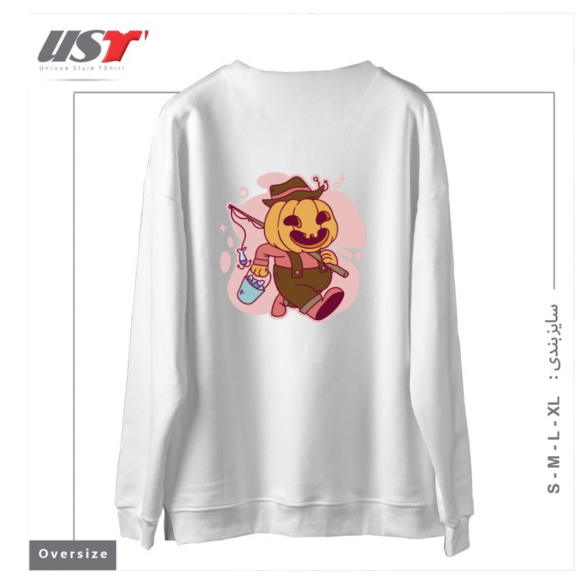طرح PUMPKIN AS FISHERMAN سوییشرت اورسایزرنگ سفید