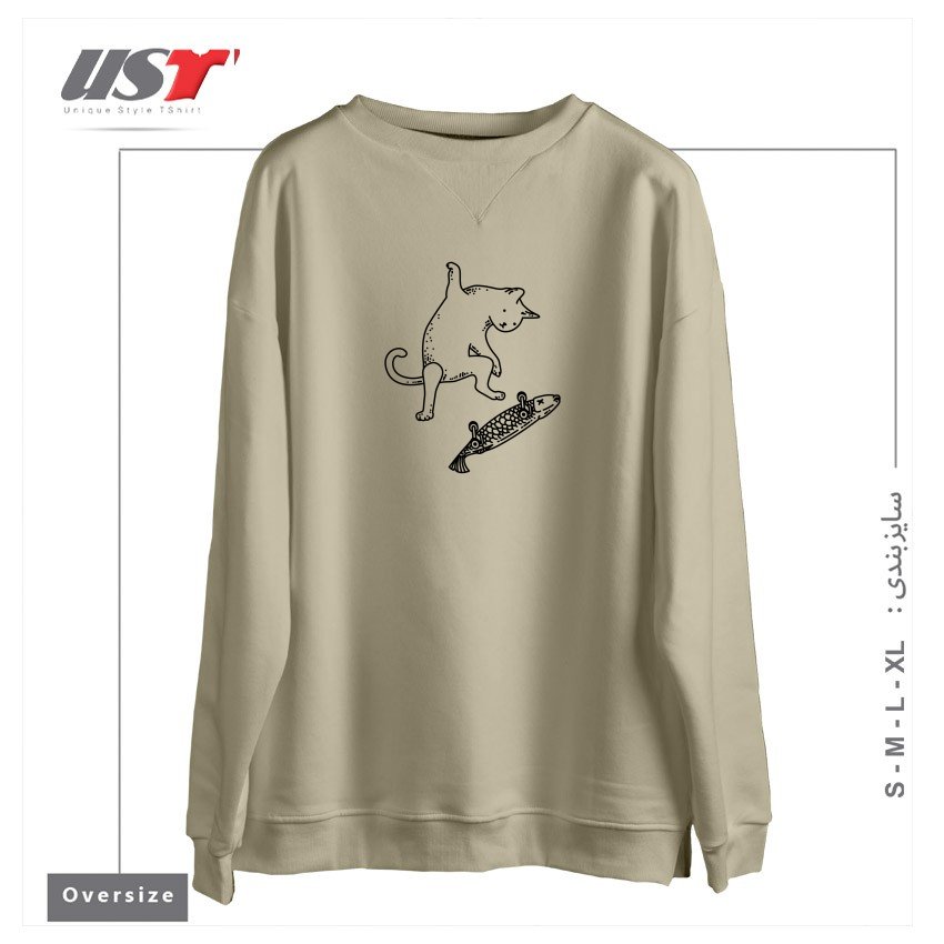 سوییشرت اورسایز طرح STREET CAT