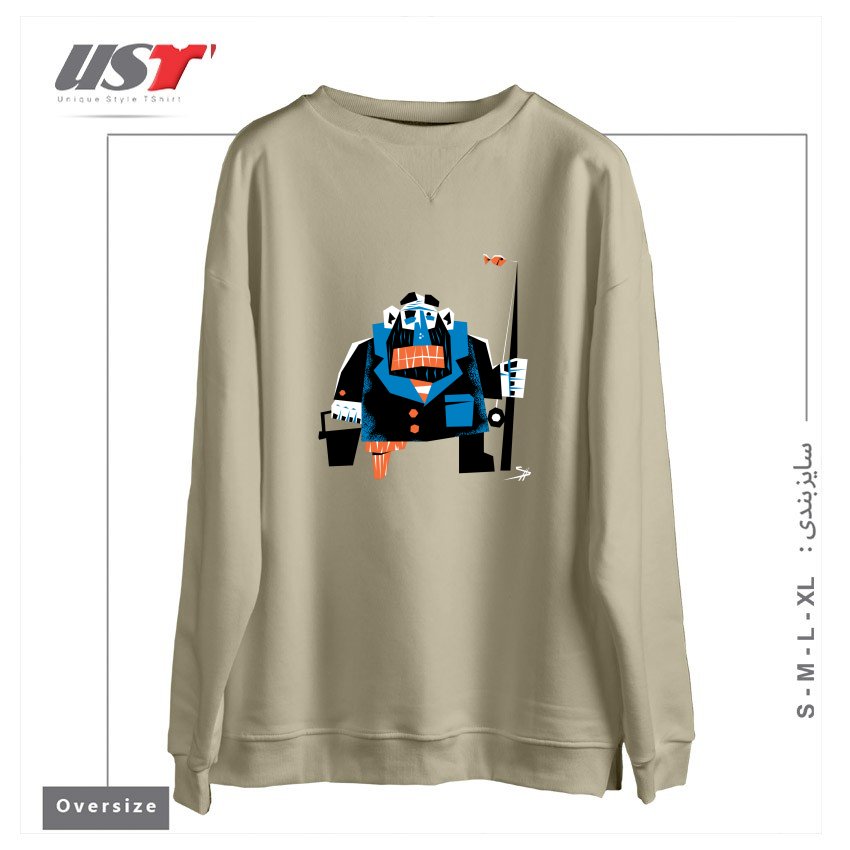 طرح THE FISHERMAN سوییشرت اورسایزرنگ نخودی