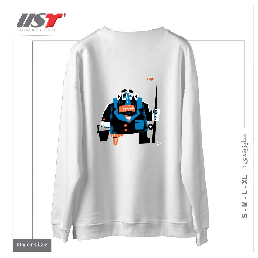 طرح THE FISHERMAN سوییشرت اورسایزرنگ سفید