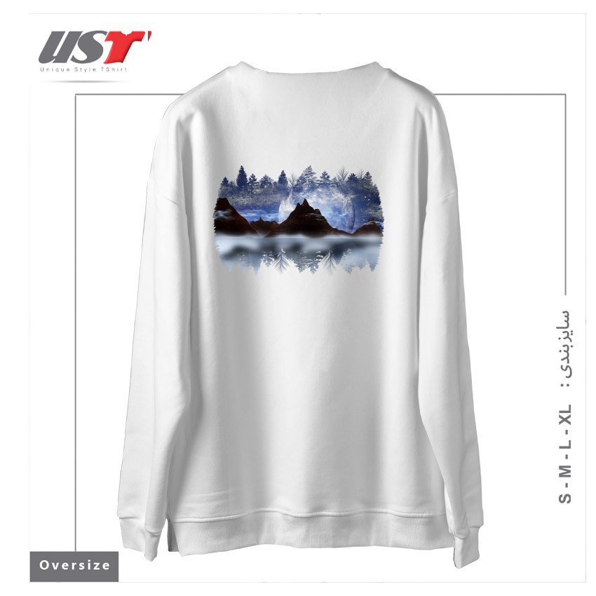 طرح THE FISHERMAN1 سوییشرت اورسایزرنگ سفید