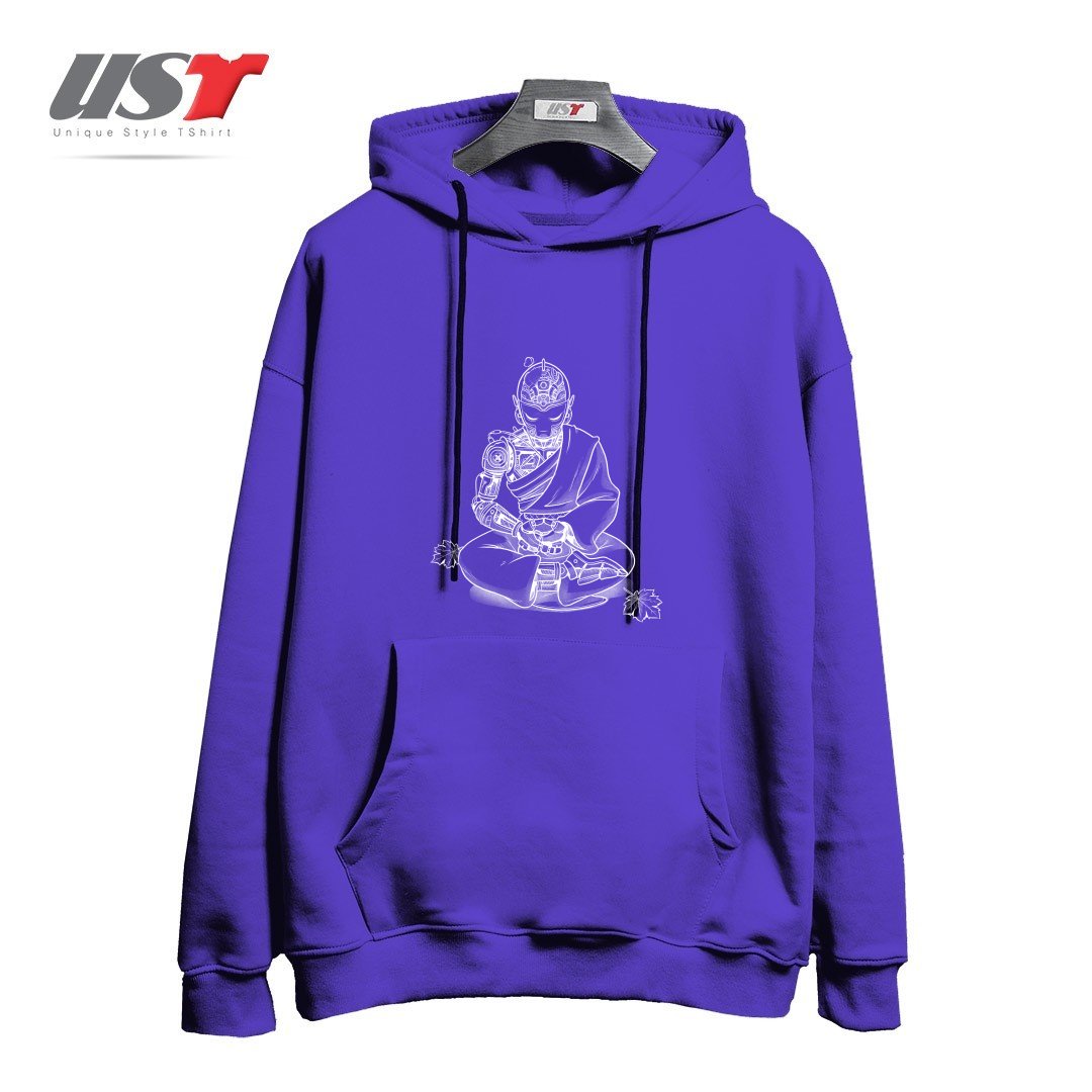 طرح MEDITATION ROBOT MONK MINIMALIST هودی اورسایزرنگ بنفش