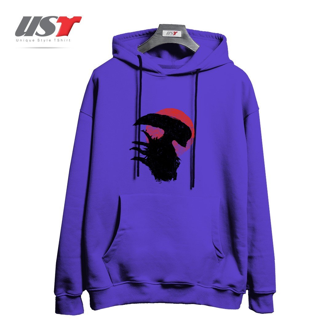 طرح ALIENS SILHOUETTE هودی اورسایزرنگ بنفش