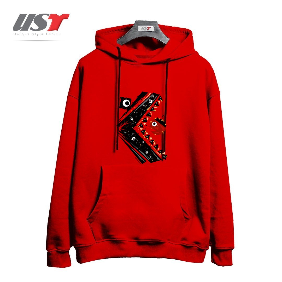 طرح ALL SEEING MONSTER هودی اورسایزرنگ قرمز