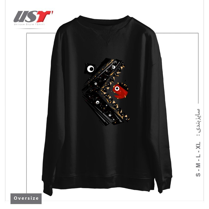 طرح ALL SEEING MONSTER سوییشرت اورسایزرنگ مشکی