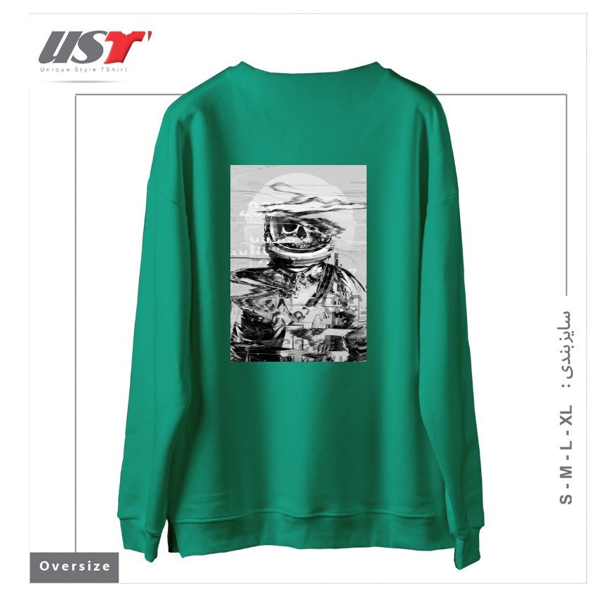 طرح ASTRO SKULL سوییشرت اورسایزرنگ سبز سدری