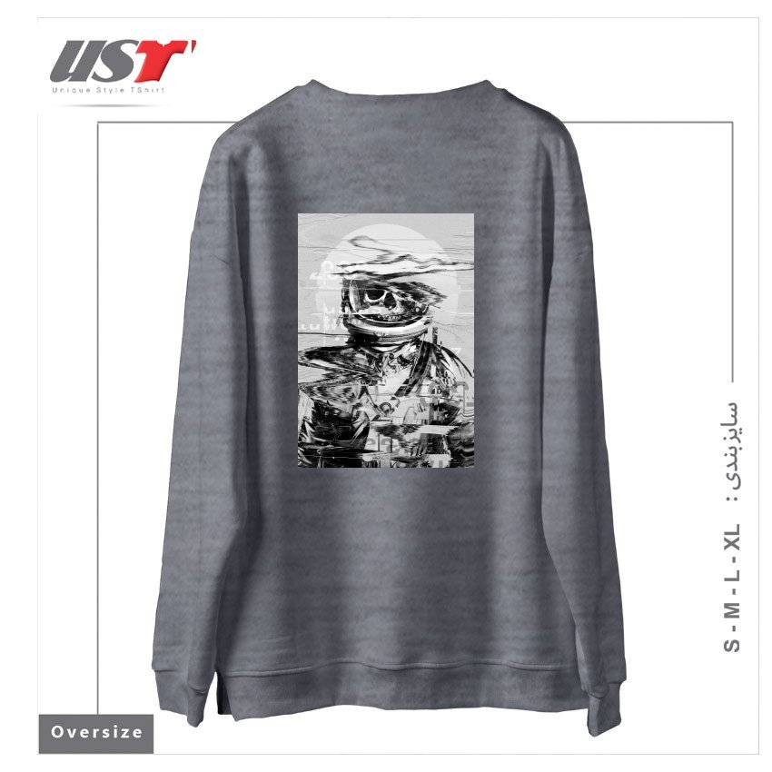 طرح ASTRO SKULL سوییشرت اورسایزرنگ طوسی ملانژ