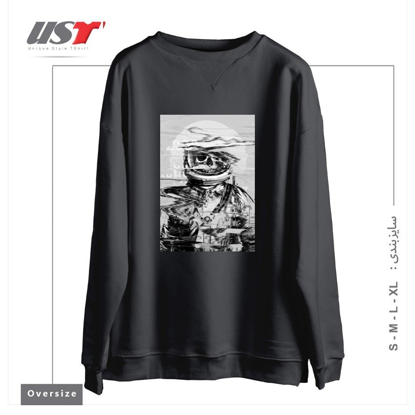 طرح ASTRO SKULL سوییشرت اورسایزرنگ دودی