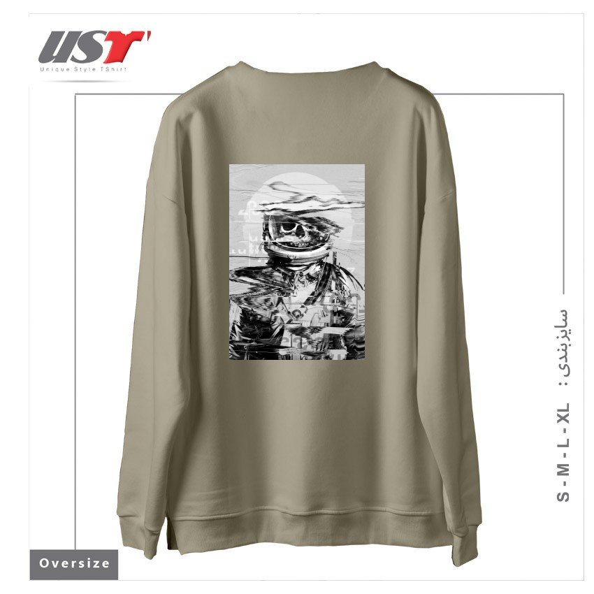 طرح ASTRO SKULL سوییشرت اورسایزرنگ نخودی