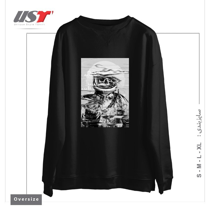 طرح ASTRO SKULL سوییشرت اورسایزرنگ مشکی