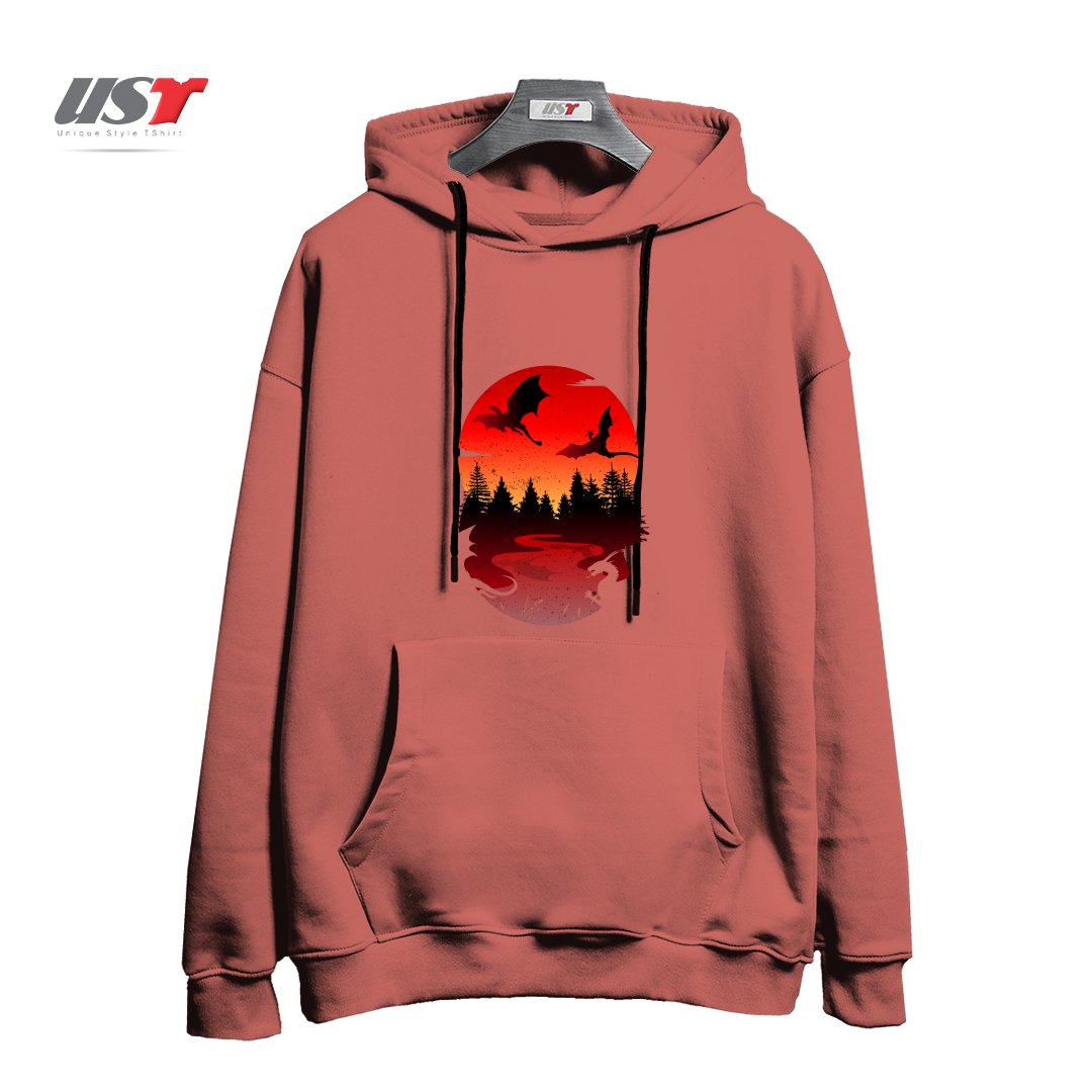 طرح BETWEEN NIGHT AND DAY هودی اورسایزرنگ آجری