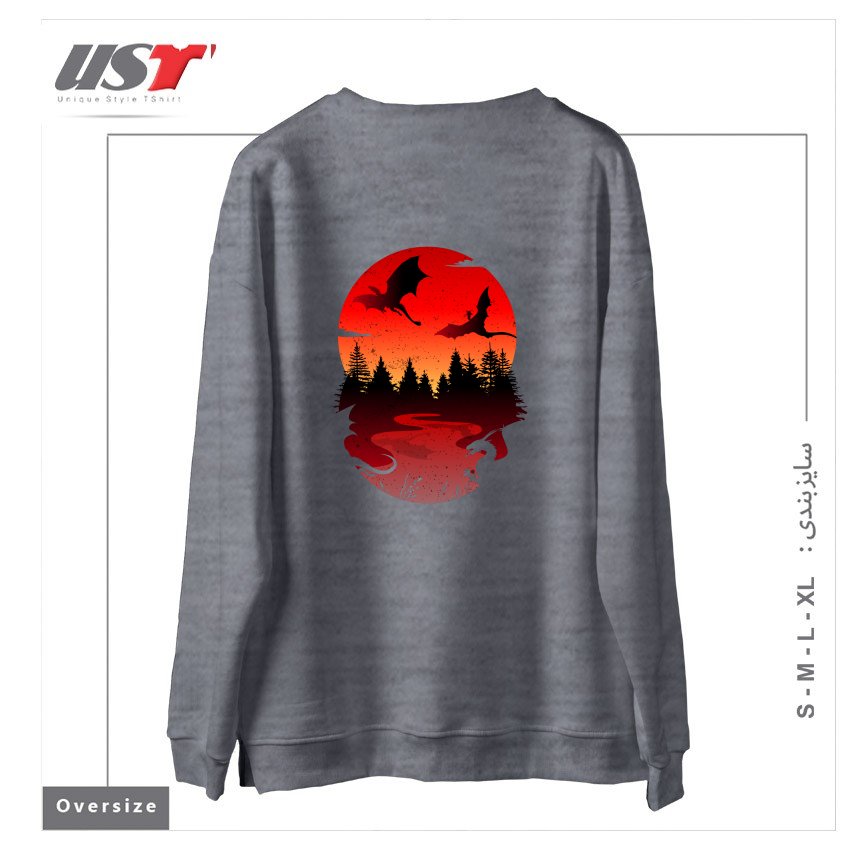 طرح BETWEEN NIGHT AND DAY سوییشرت اورسایزرنگ طوسی ملانژ